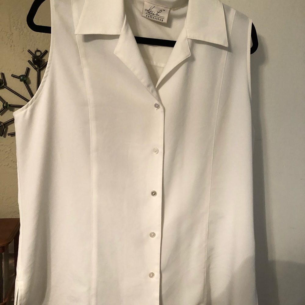 White sleeveless top by Kathie Lee Collection